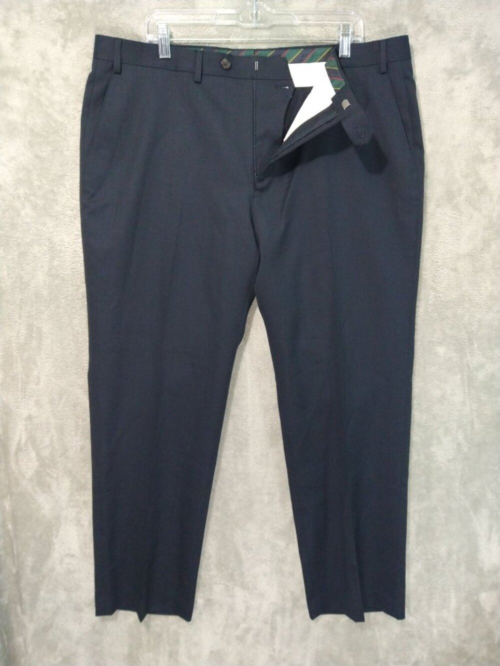 Chaps Pants Mens 40x30 Blue Wool Dress Tapered Leg Flat Front Trouser Preppy